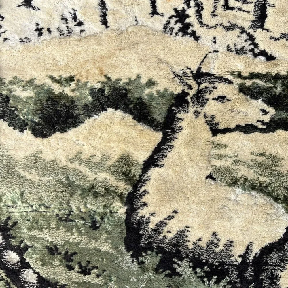 Vtg Deer Tapestry Velvet Wall Hanging Rug Carpet 42